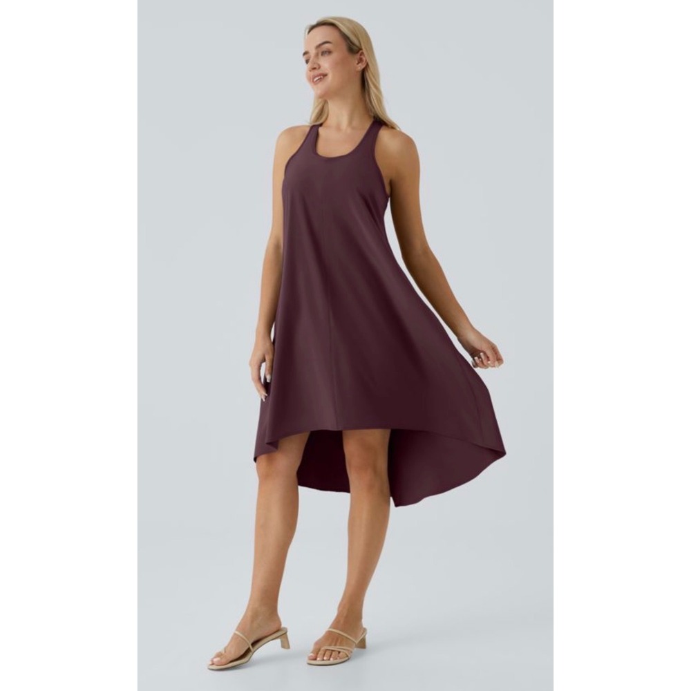 Halara Breezeful RacerPocket High Low Flowy Midi Dress Amaranth Purple XL